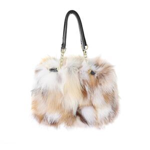 Women's Real Red Fox Fur Chain Bag Fuzzy Shoulder Handbag Fluffy Tote